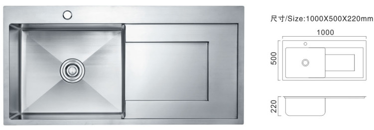 Einfach-Schüssel 81cm Küchenwaschbecken kundenspezifische kommerzielle Edelstahlwaschbecken-Typ