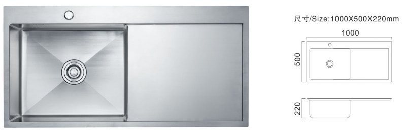 Einfach-Schüssel 81cm Küchenwaschbecken kundenspezifische kommerzielle Edelstahlwaschbecken-Typ