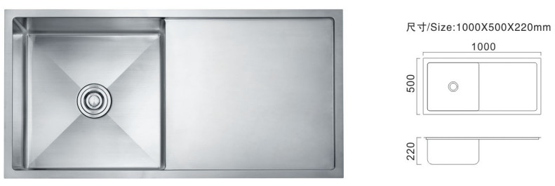 Einfach-Schüssel 81cm Küchenwaschbecken kundenspezifische kommerzielle Edelstahlwaschbecken-Typ