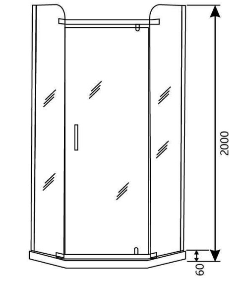 3/8in Dicke gegrilltes Muster Glas Duschkabinen Diversifizierte Drehtür Duschgehäuse