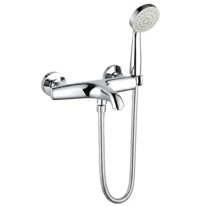Chrom-Duschstangen-Set Messing-Mischer verstellbare Halterung mit flexiblem Edelstahlschlauch