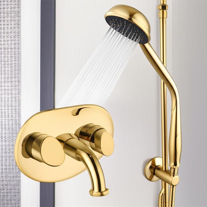 Messing Duscharmatur-Set Unterputz Decken-Regenbrause Wasserfall-Auslauf mit Handbrause Kombi-Set