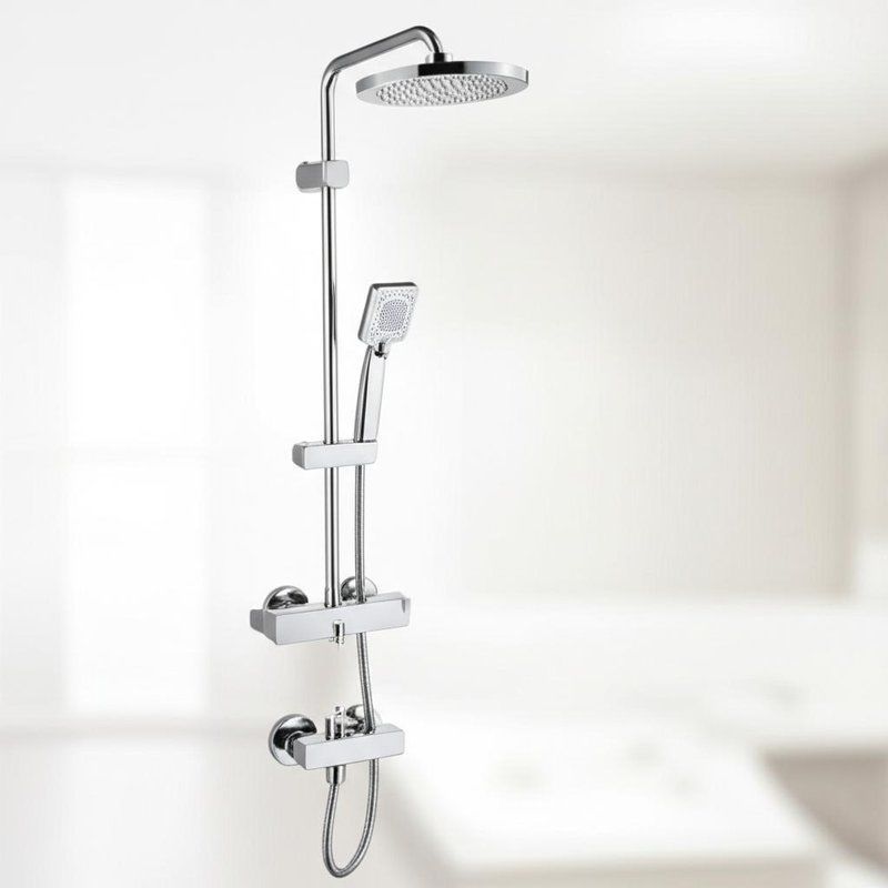 Chrome Messing Thermostatischer Duschhahn Kombinierter Brandschutz mit Multi-Funktion Handspray