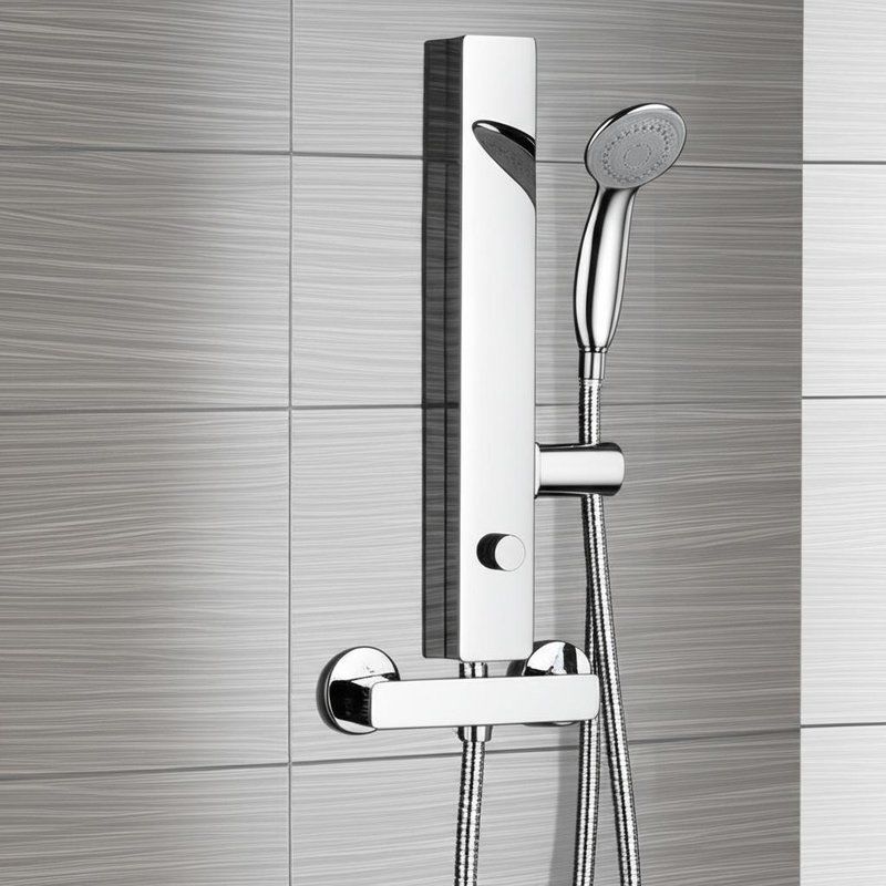 Chrome Messing Thermostatischer Duschhahn Kombinierter Brandschutz mit Multi-Funktion Handspray