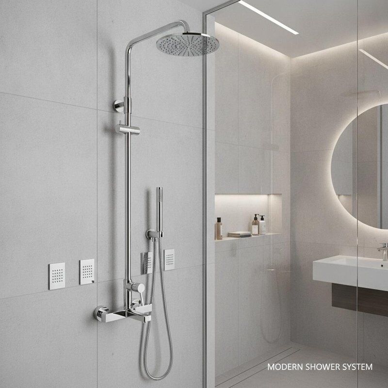 Chrom-Finix-Rohre mit Kopfdusche und SPA Waist Jet Ideal für moderne Badezimmerinstallationen