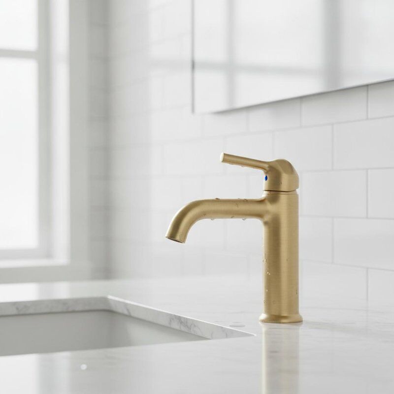Kaltwasser Messing Beckenhahn gebürstete Messing Finish Vierteldreh Keramikpatrone Einfach Einlass Design